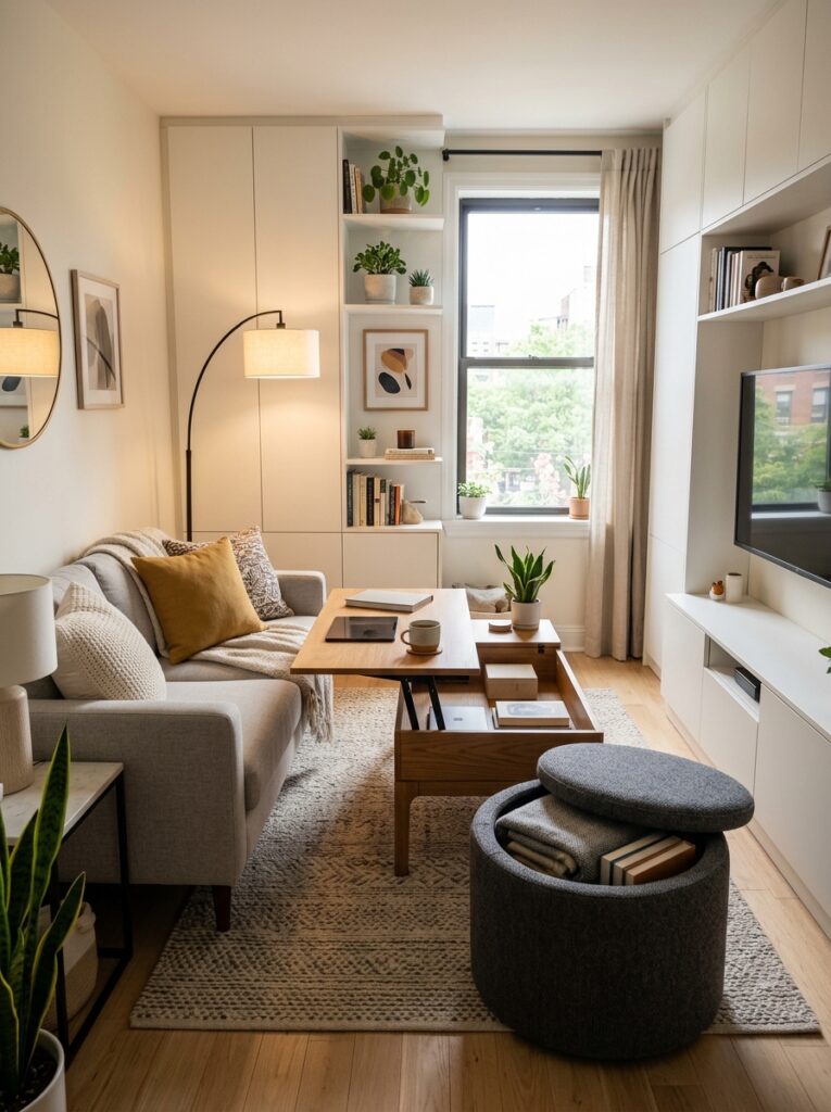 apartment living room with storage 202605161741