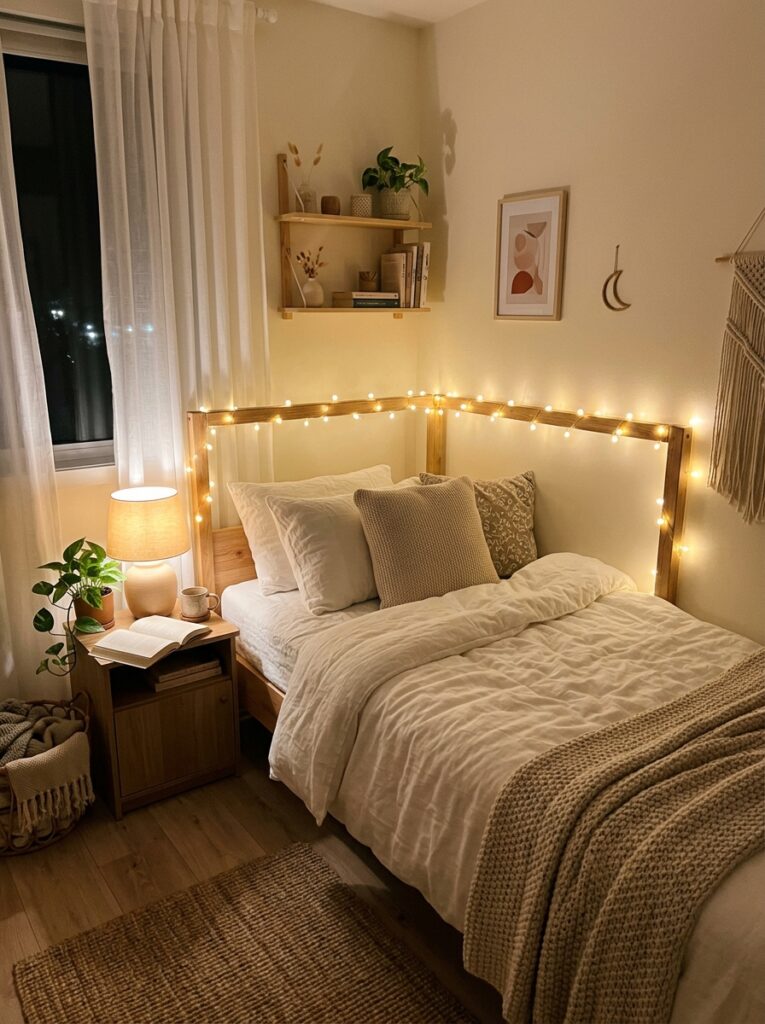 bedroom decorated with fairy lights 202605221413