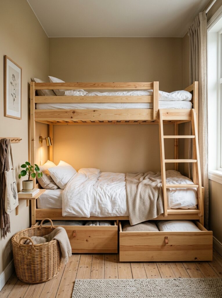 bedroom with bunk bed storage 202605221436