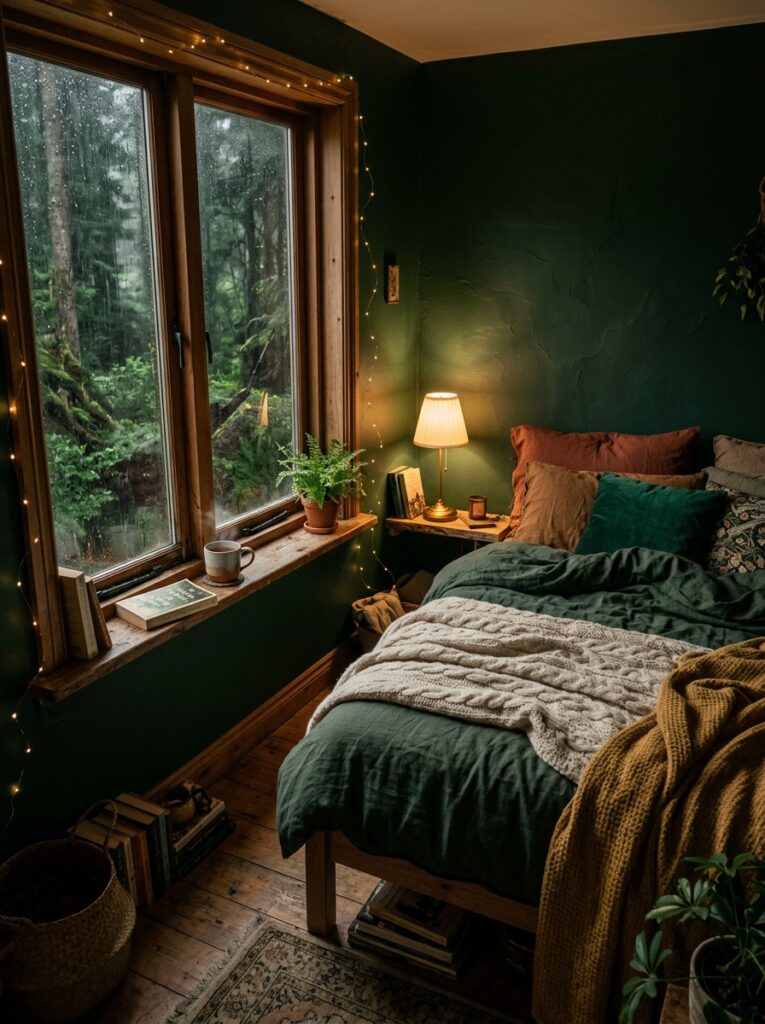 bedroom with forest window view 202605231534