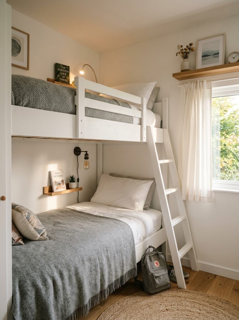 bunk bedroom with white bunk 202605221438