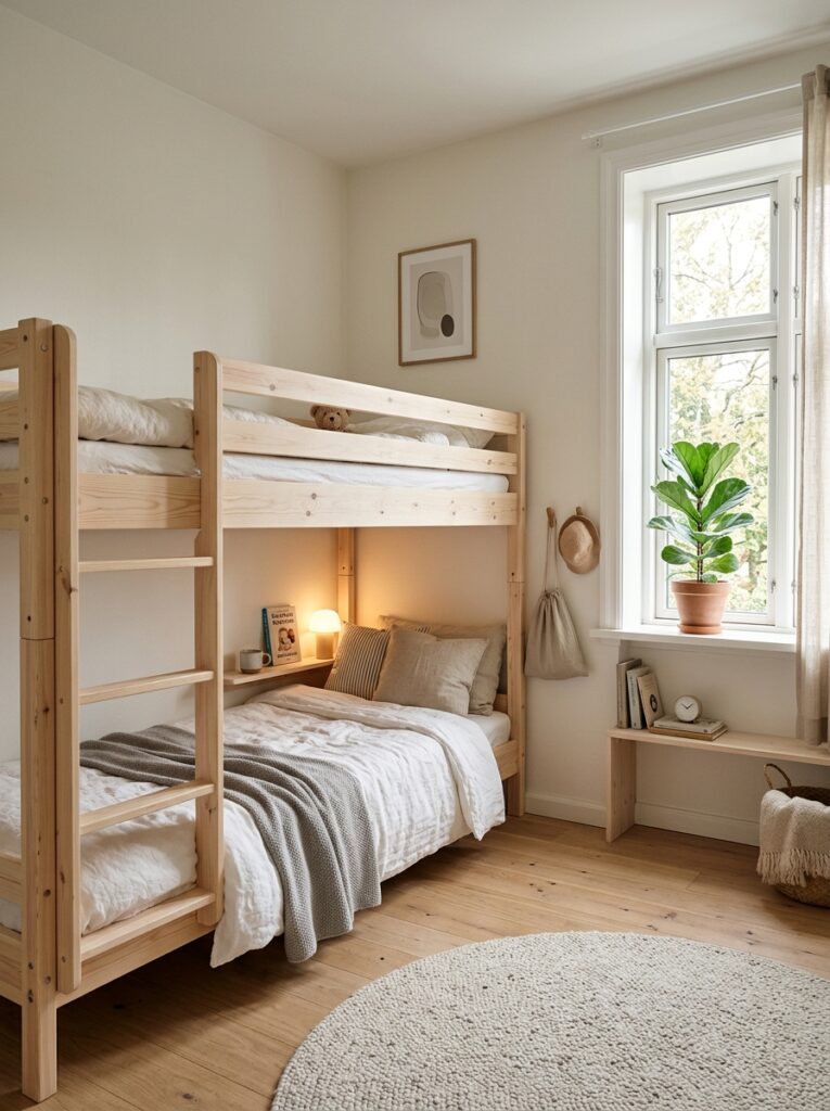 bunk bedroom with white walls 202605221447