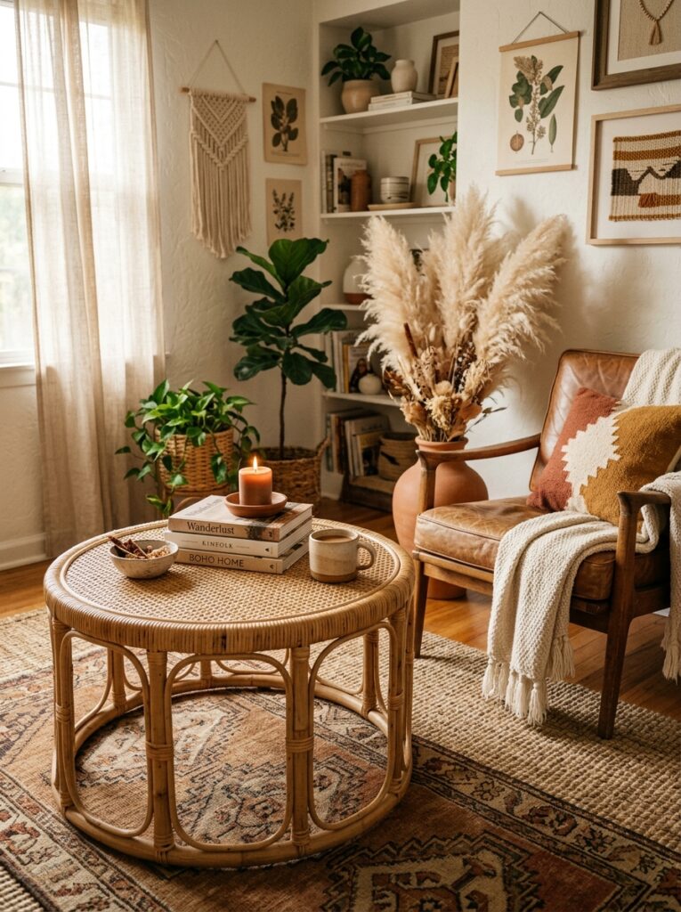 cane coffee table boho living 202605202212