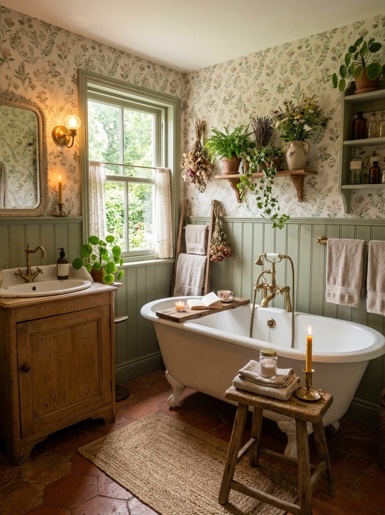 cottagecore bathroom with beadbo… 202605251138