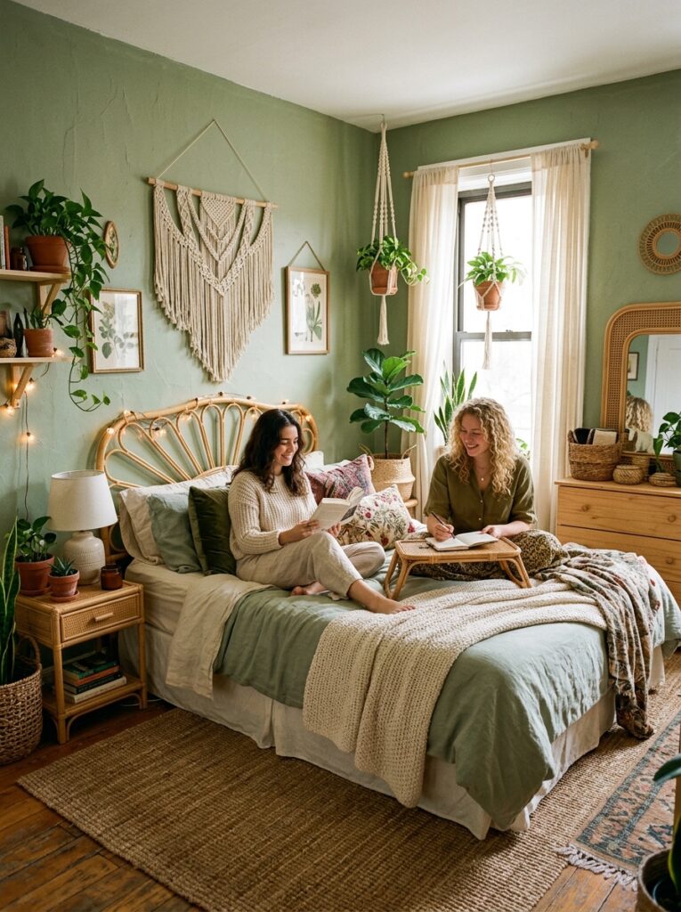 earthy green boho bedroom 202605231537