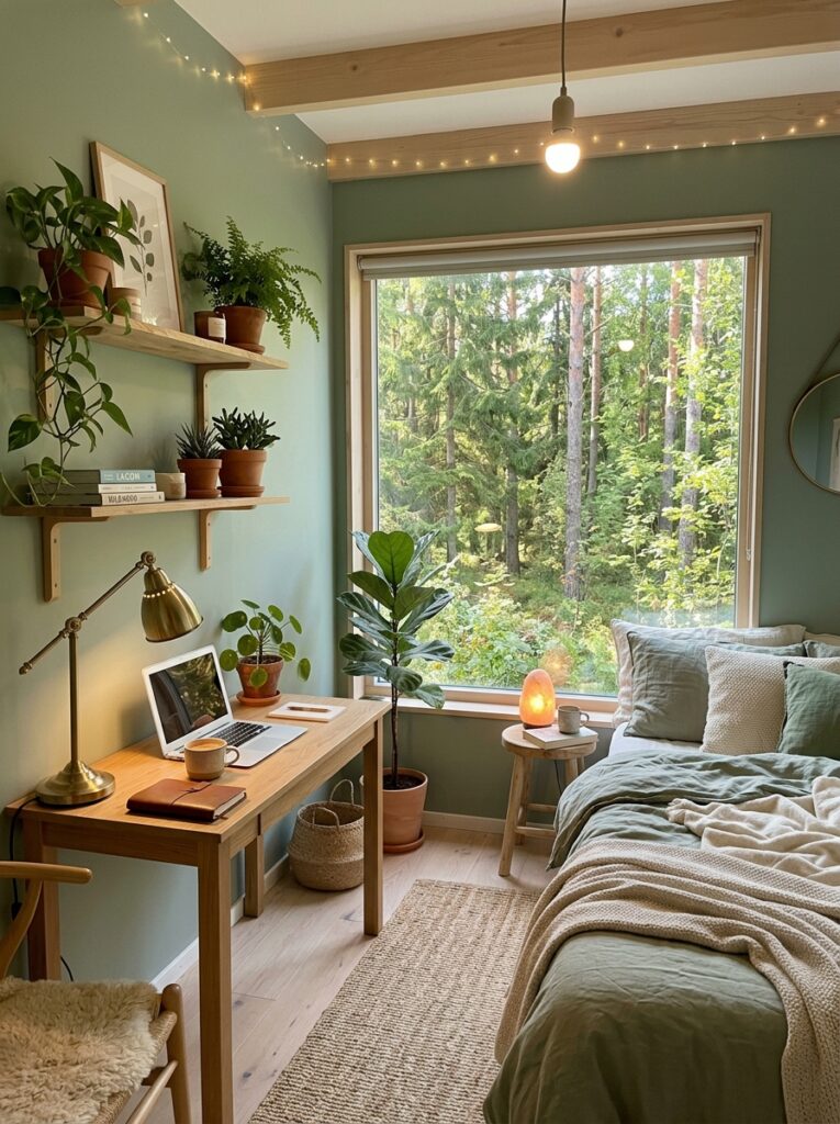 green bedroom with forest view 202605231524