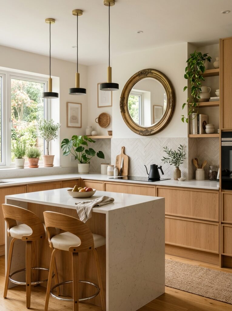 kitchen with decorative mirror 202605191459