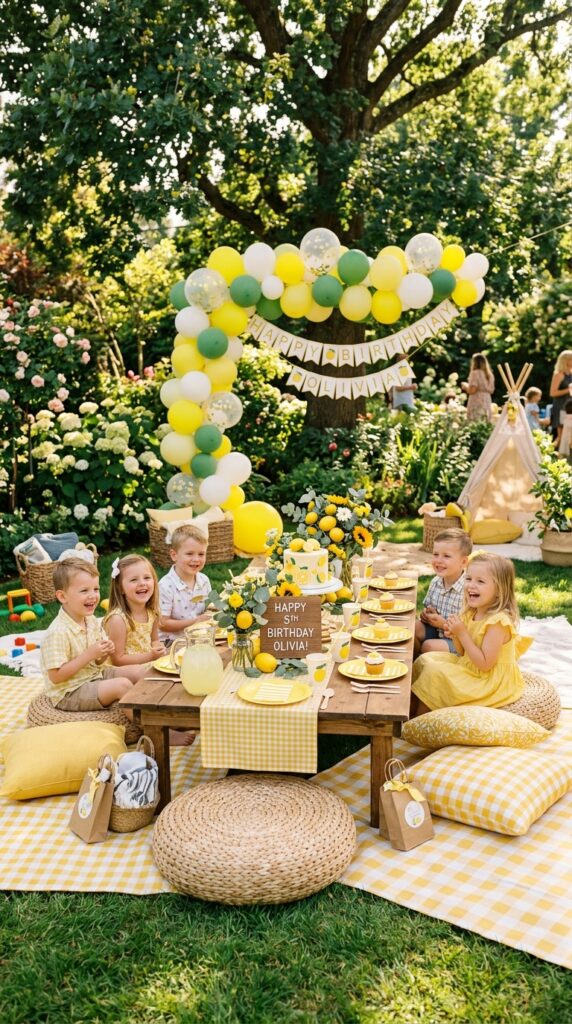 lemon themed picnic birthday setup 202605302213