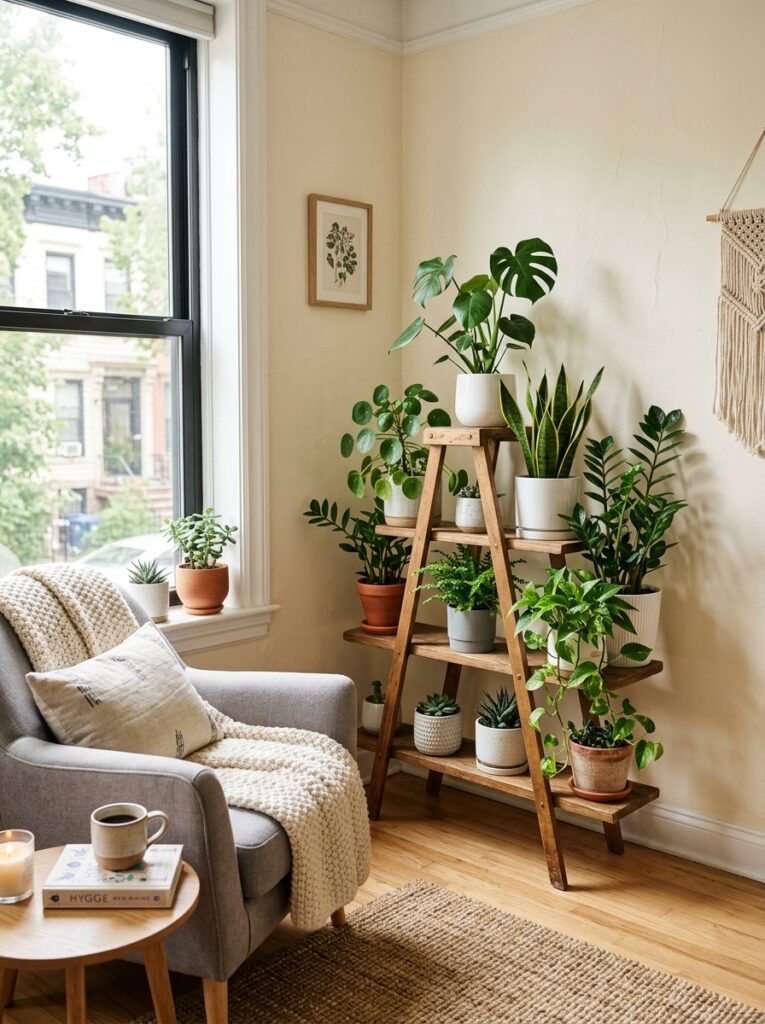 living room corner with plants 202605151420