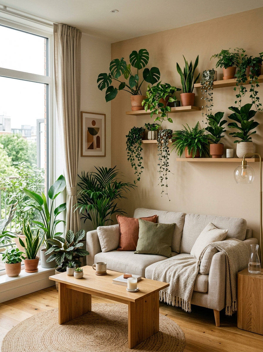 living room with indoor plants 202605151406