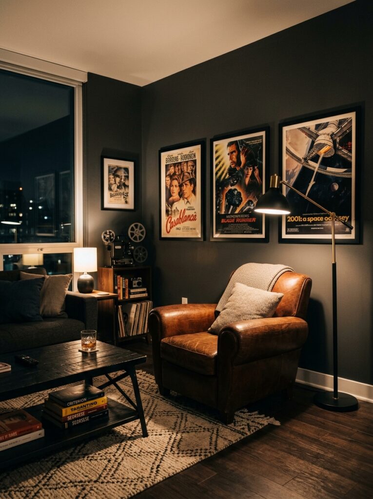 living room with movie posters 202605261103