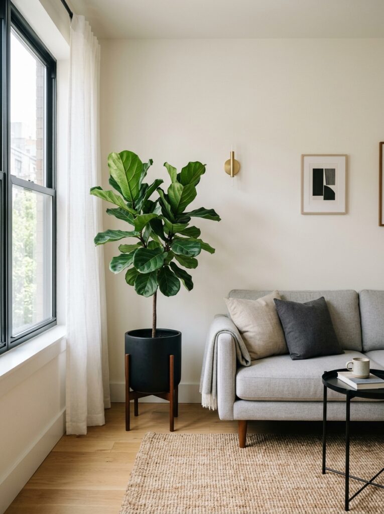 living room with plant sofa 202605151508