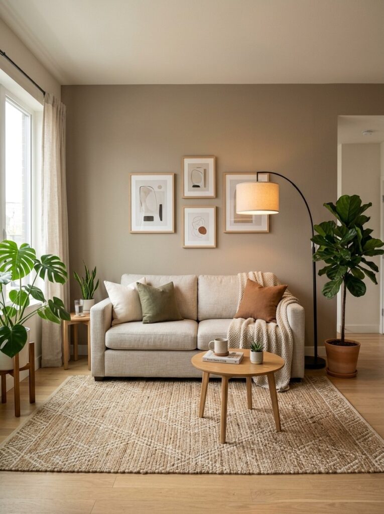 living room with sofa rug 202605201449