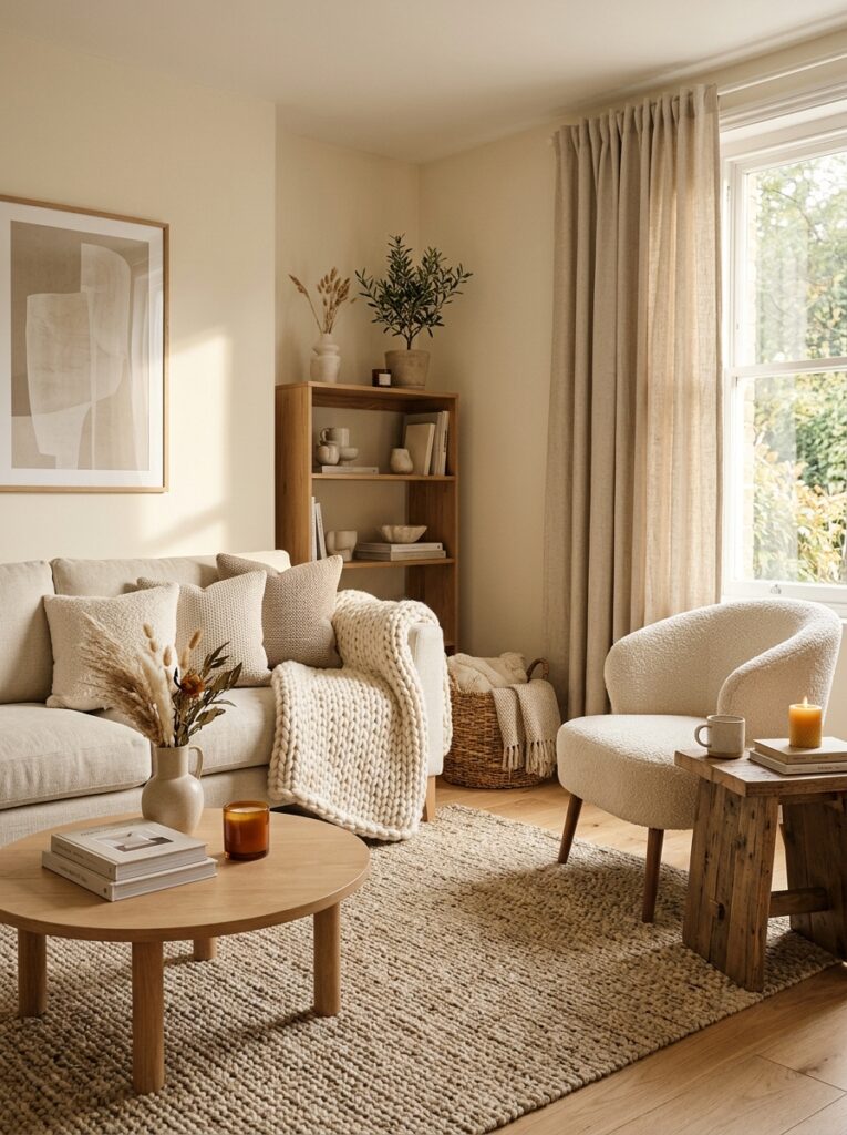 living room with textured fabrics 202605161405