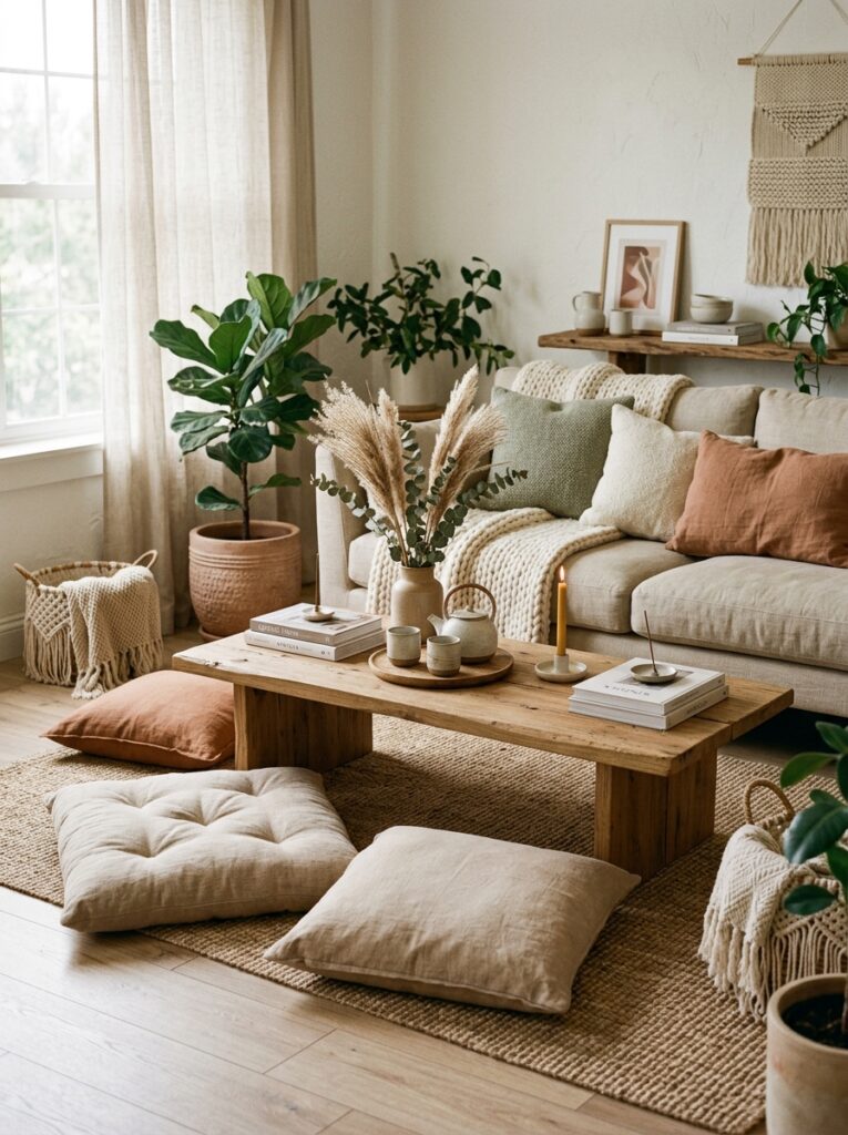 low wooden coffee table decor 202605202214