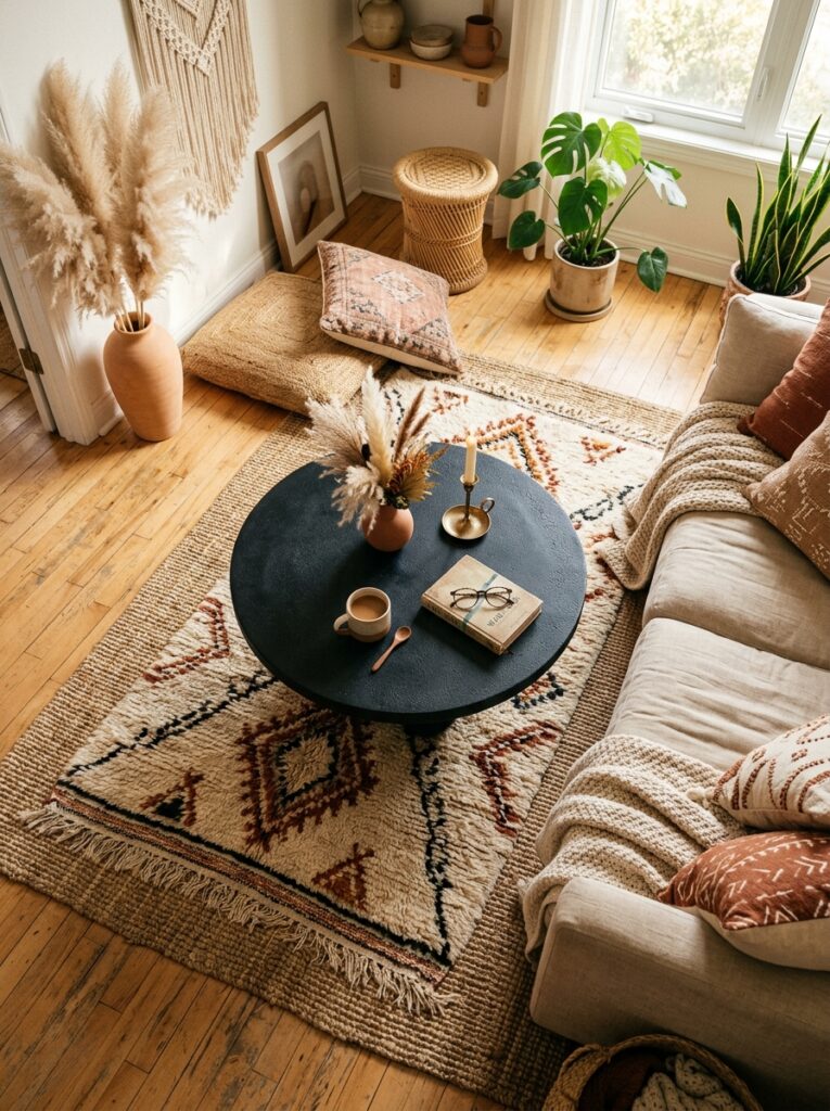 matte black coffee table boho 202605202224