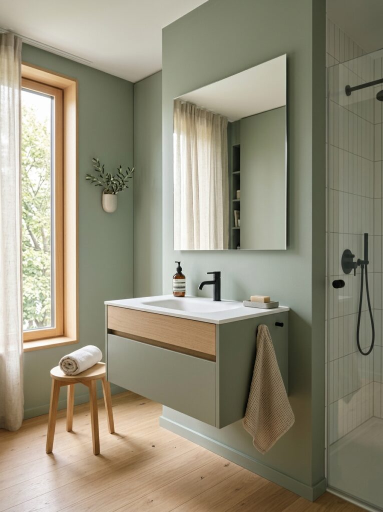 minimalist sage green bathroom 202605251132