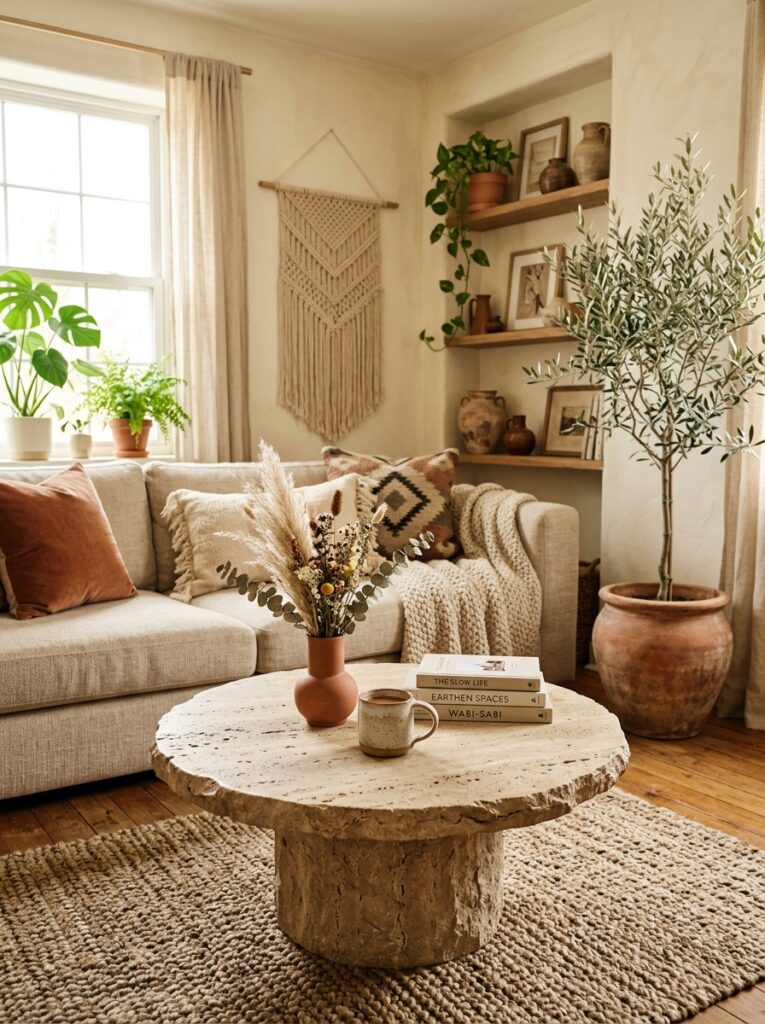 round stone coffee table boho 202605202220