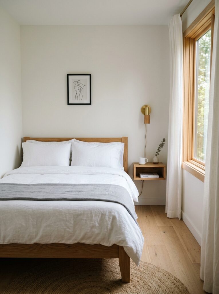 small bedroom with wooden bed 202605221414