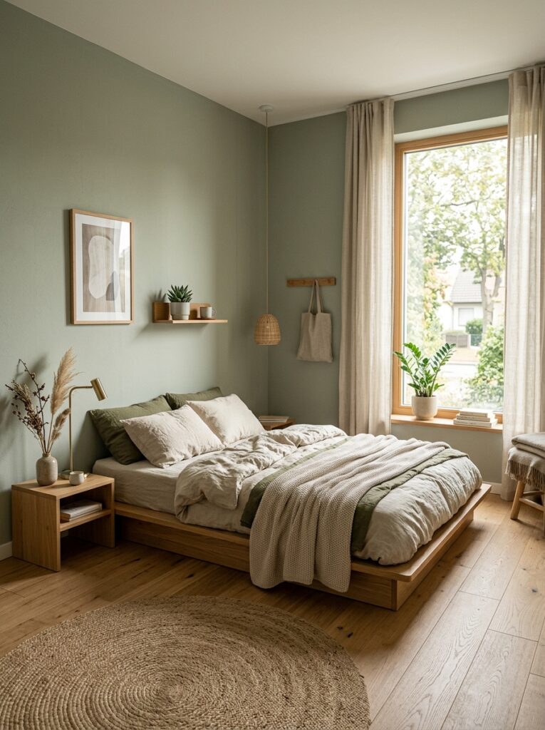 small green bedroom natural wood 202605231529