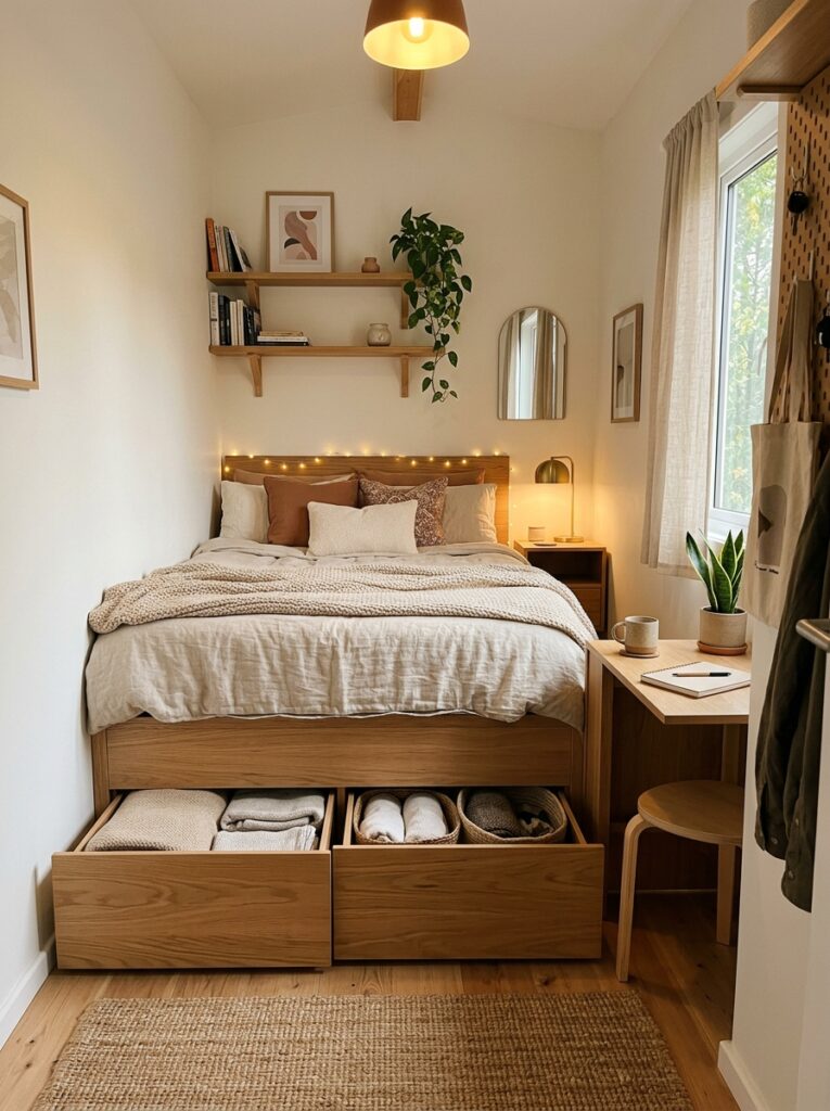 tiny apartment hidden storage bed 202605271448
