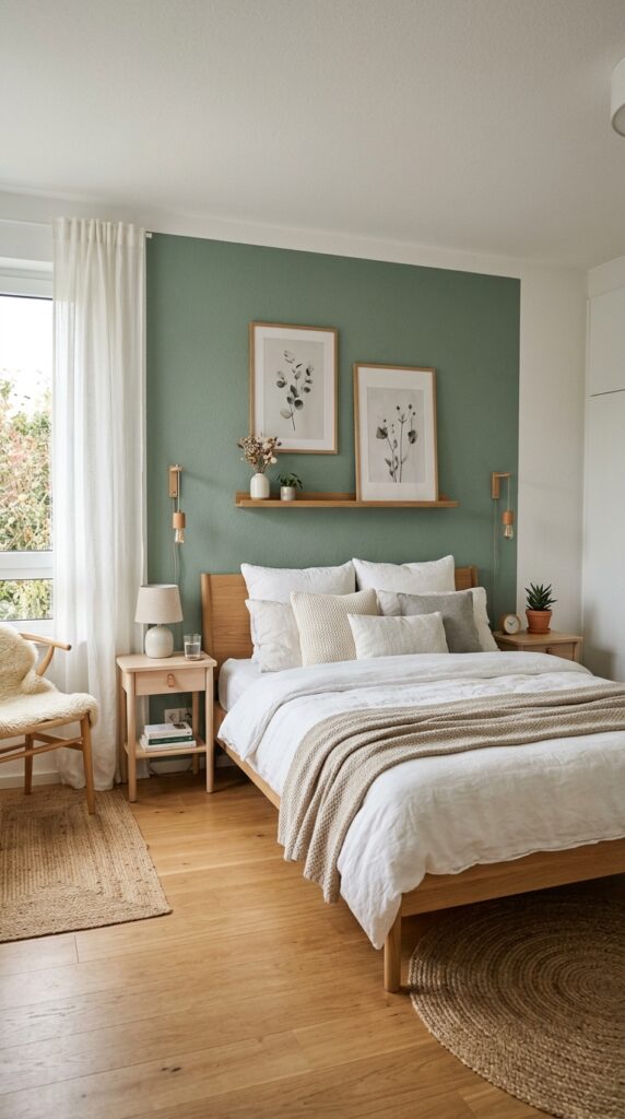 bedroom with sage green accent 202606021458