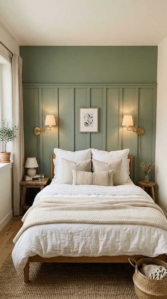 bedroom with sage green wall 202606021458