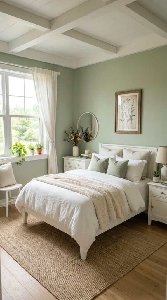 bedroom with sage green walls 202606021459