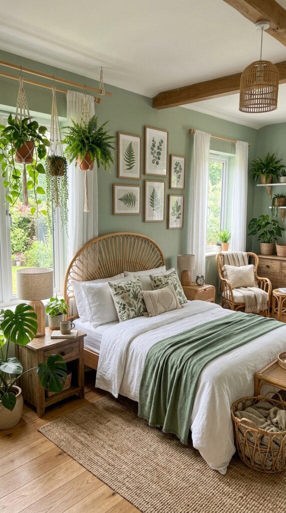 bedroom with sage green walls 202606021502