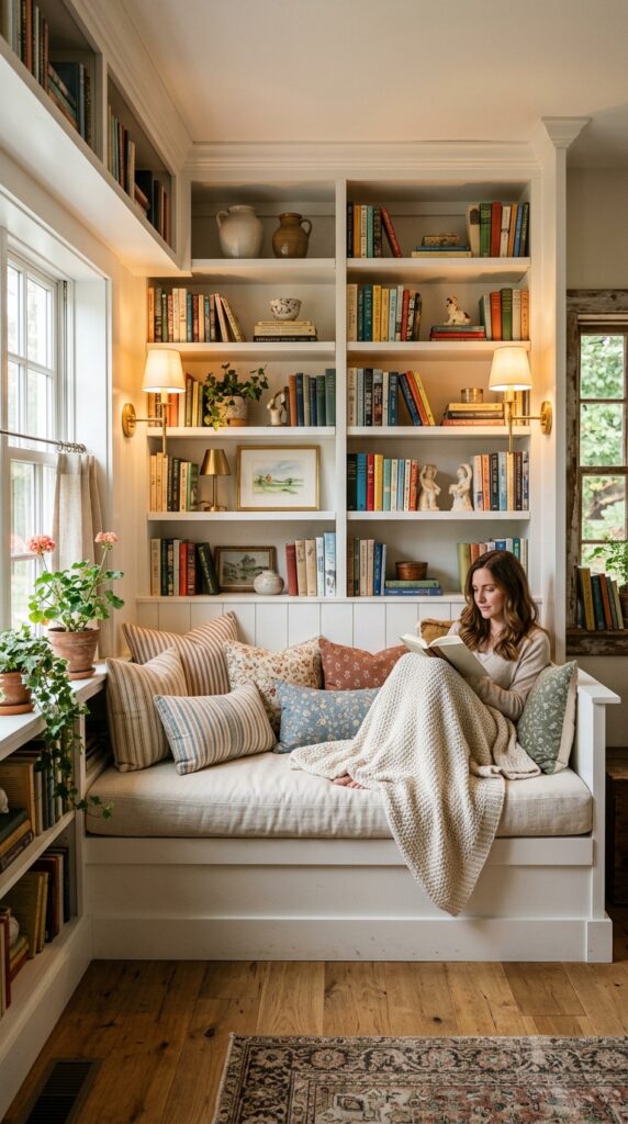 bookshelves with bench reading nook 202606051538