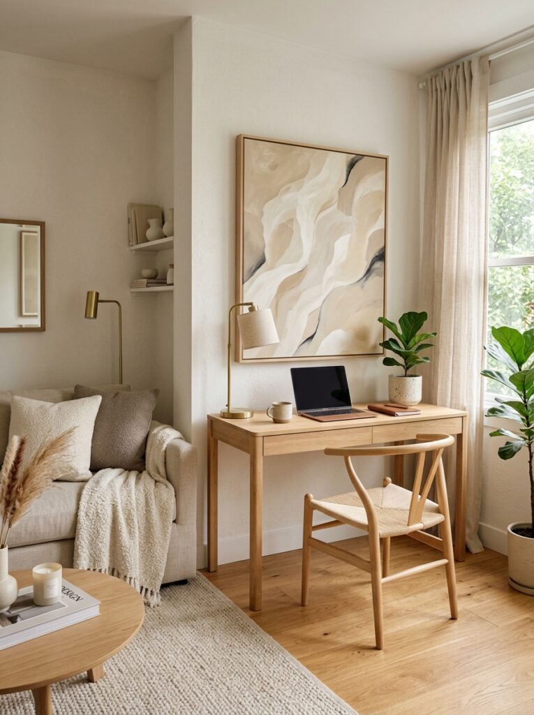 minimalist living room office beige 202606031444