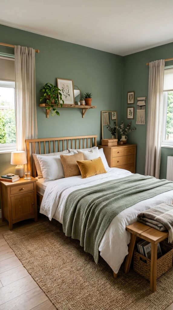 small bedroom with sage green 202606021506