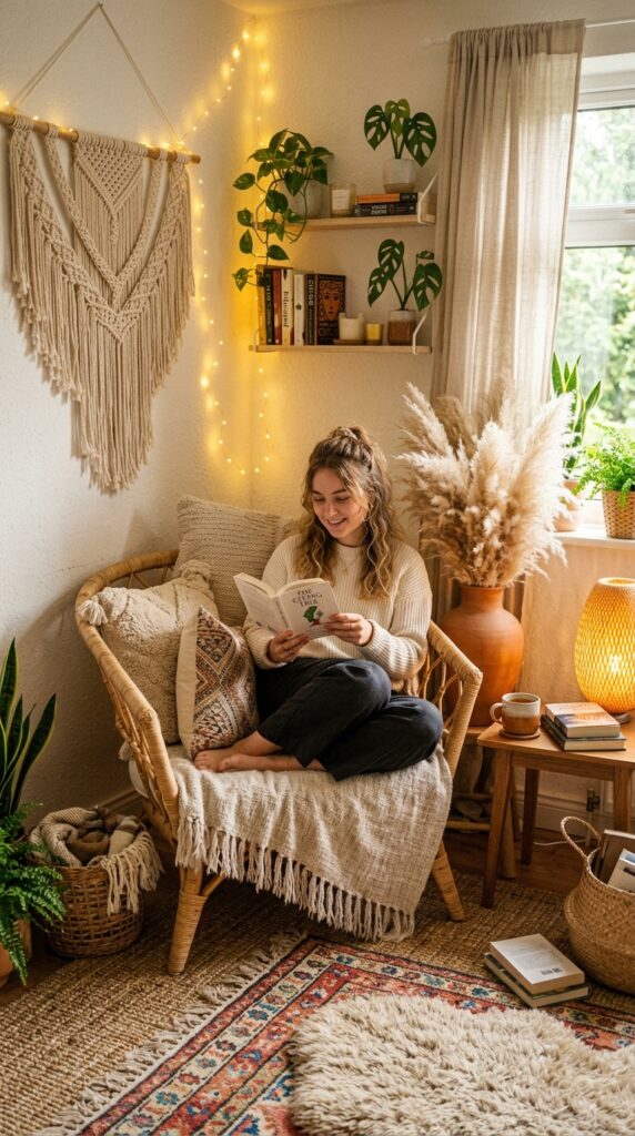woman in boho reading nook 202606051538